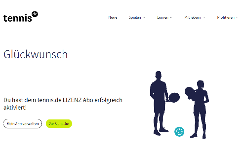 2025 DTB Tennislizenz aktivieren - Vielen Dank für die Aktivierung des tennis.de <http://tennis.de> LIZENZ Abonnements