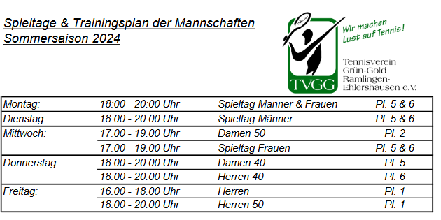 2024 Trainingsüplan Mannschaften