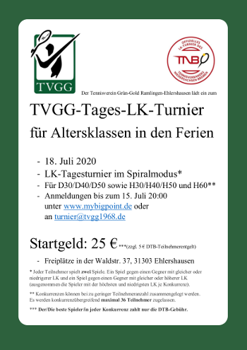 LK Turnier am 18.7.2020 im TVGG