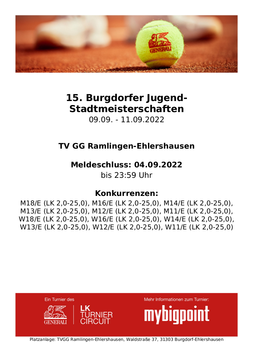 15. Jugend Tennis Stadtmeisterschaft