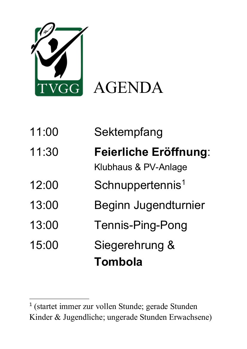 Agenda Tag der offenen Tür 2023